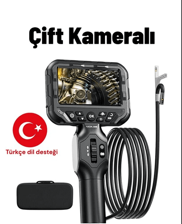 NIDAGE endoskop kamera çift kameralı oynar başlıklı 6.5mm 360 derece — 1