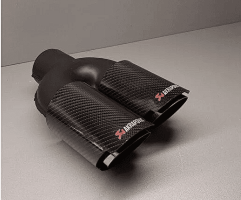 76mm Çiftli Sağ Akrapovic Egzoz Ucu parlak karbon fiber Universal — 1